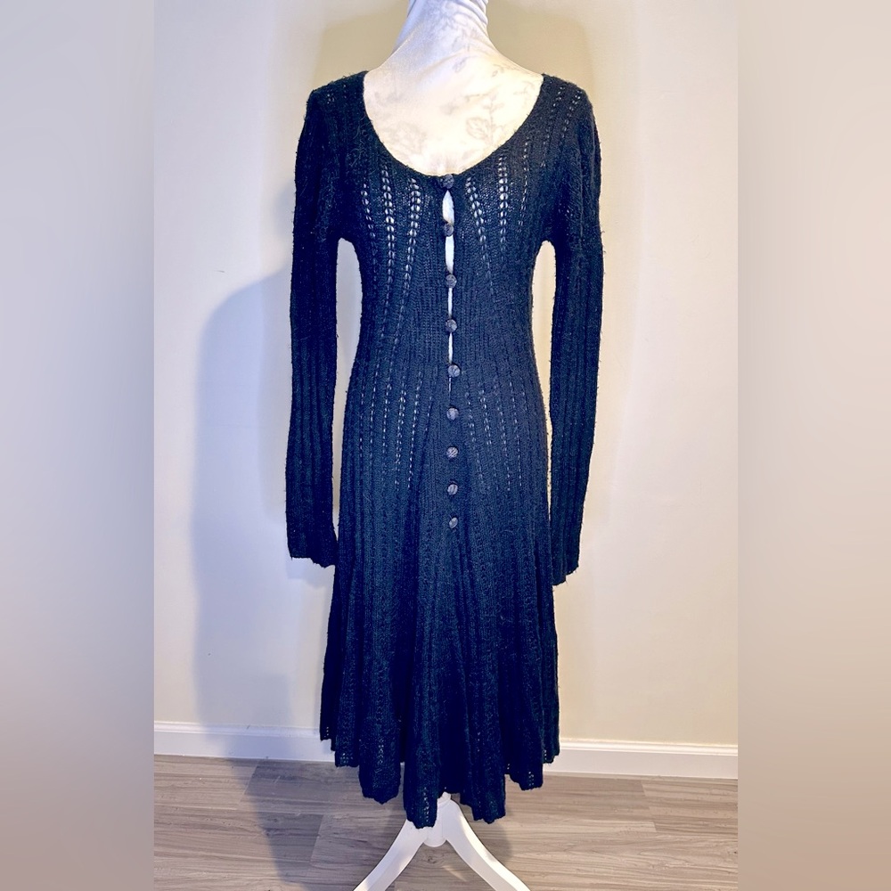 Free People long sleeve black A-line knit dress, size M